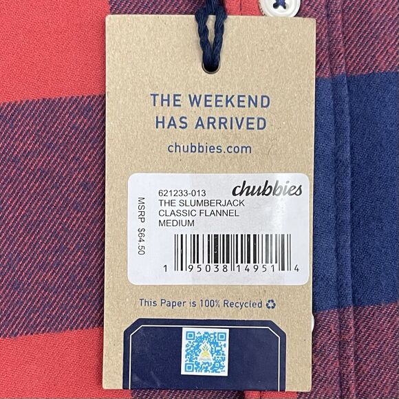 Chubbies Slumberjack Red Navy Plaid Flannel M NWT - Picture 11 of 15
